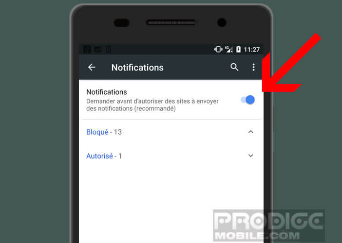 Bloquer les permissions de notifications sur Chrome pour smartphone et tablette Android
