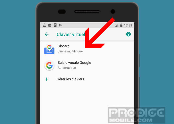 Ouvrir l’assistant du clavier virtuel d’un mobile