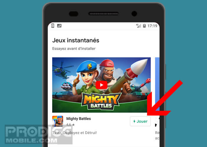 L’application Google Play Jeu permet de profiter de Instant Apps