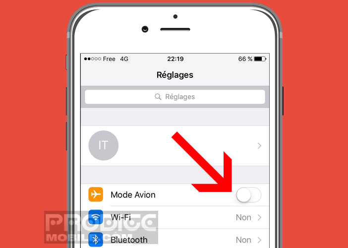 Activer le mode avion pour résoudre vos problèmes de réseau cellulaire