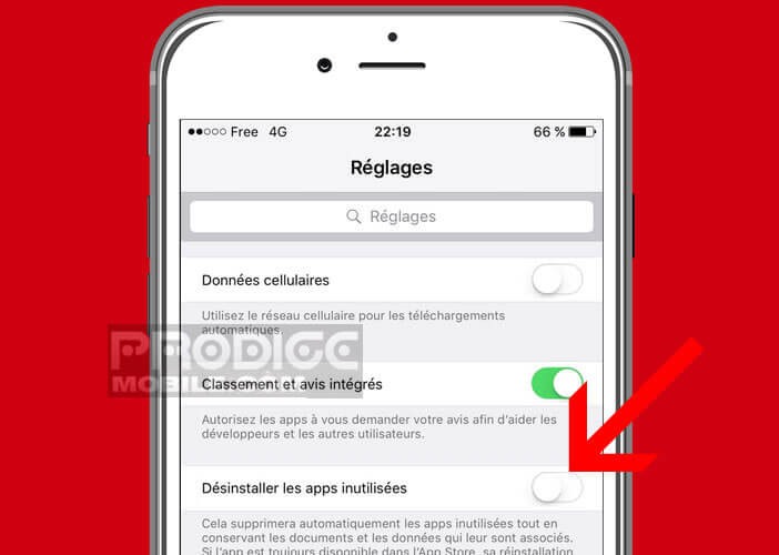 Désactiver la fonction désinstaller les apps inutilisées sur un iPhone