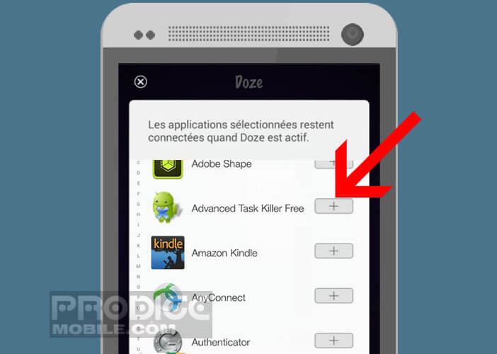 Choisissez dans la liste les widgets que vous souhaitez garder actif même en veille