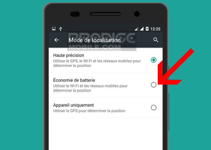 Activer le mode d’économie de batterie du GPS