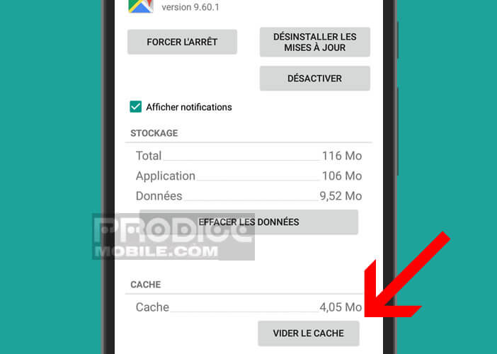 Vider le cache de l’application Google Maps