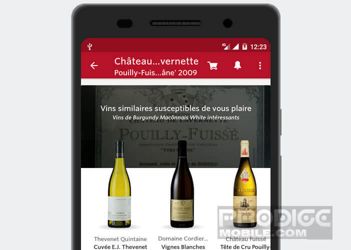 Afficher une liste de vins similaires