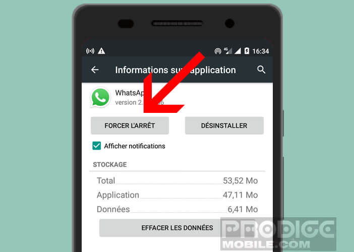 Forcer l’arrêt de l’appli WhatsApp en cas de blocage