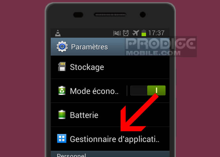 Lancer le gestionnaire d’applications du Samsung Galaxy