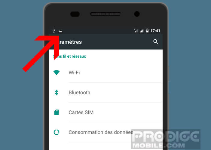 Icône de notification qui s’affiche lors d’une capture d’écran