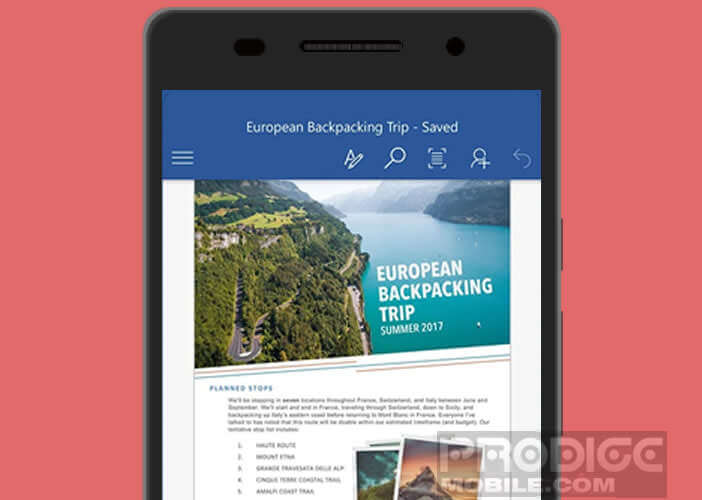 Editer et consulter des notes, des courriers et des documents Word sur un mobile Android