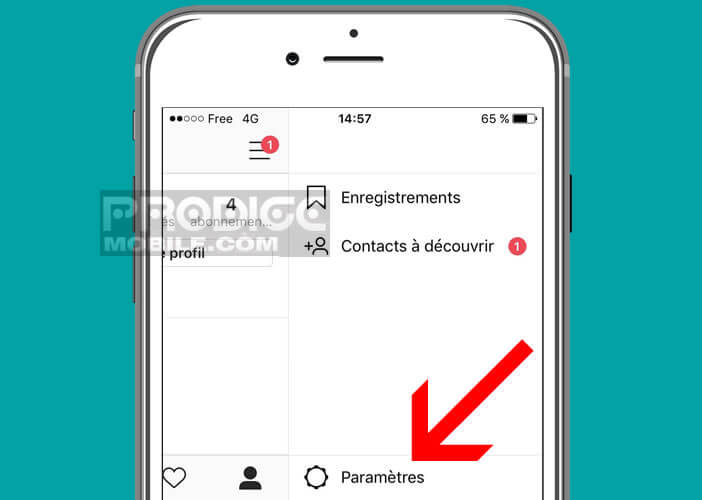 Ouvrir la page profil de votre compte Instagram