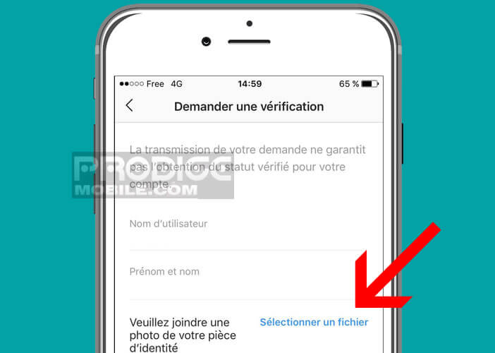 Télécharger votre pièce d’identité afin de finaliser votre demande de certification sur Instagram