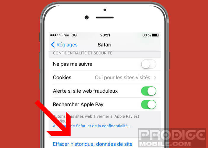 Supprimer les cookies et les données contenues dans le cache du navigateur Safari