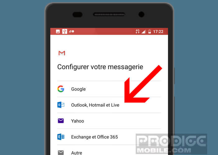 Configuration de la messagerie Hotmail pour Android