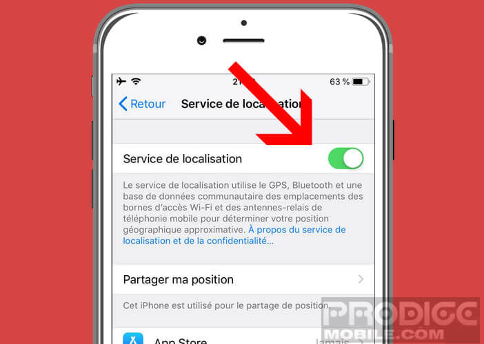Activer les services de localisation dans les réglages de votre iPhone