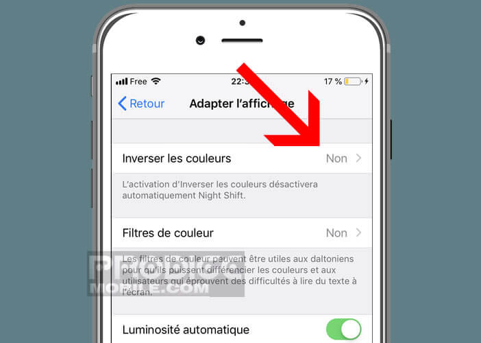 Assombrir l’interface de l’iPhone