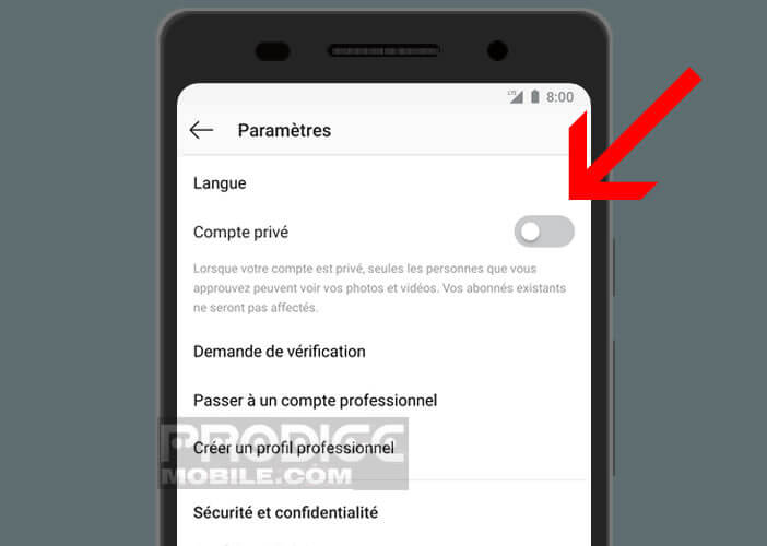 Passer votre compte Instagram en mode privé