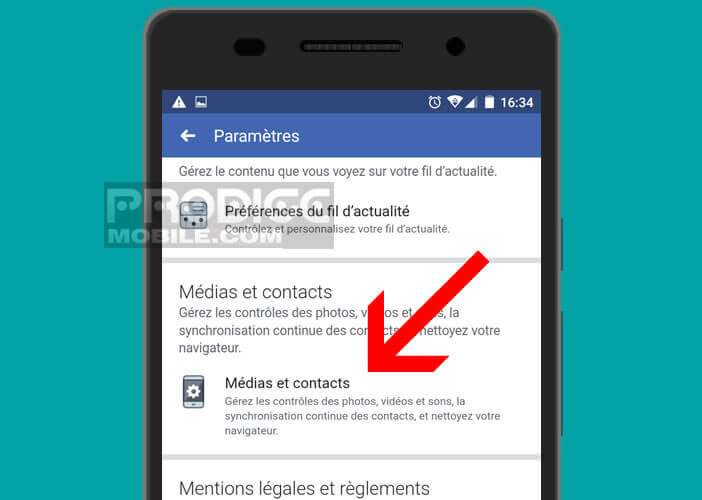 Modifier les options de la rubrique Médias et contacts