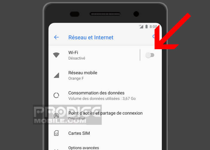 Informations détaillées sur la connexion Wi-Fi