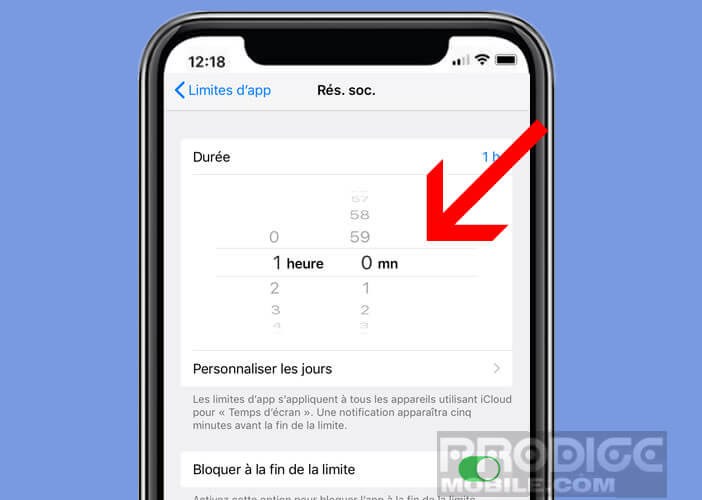 Définir une limite de temps pour une ou plusieurs application iPhone