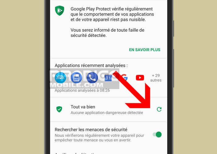 Lancer une analyse pour rechercher des malwares dans la mémoire d’un mobile