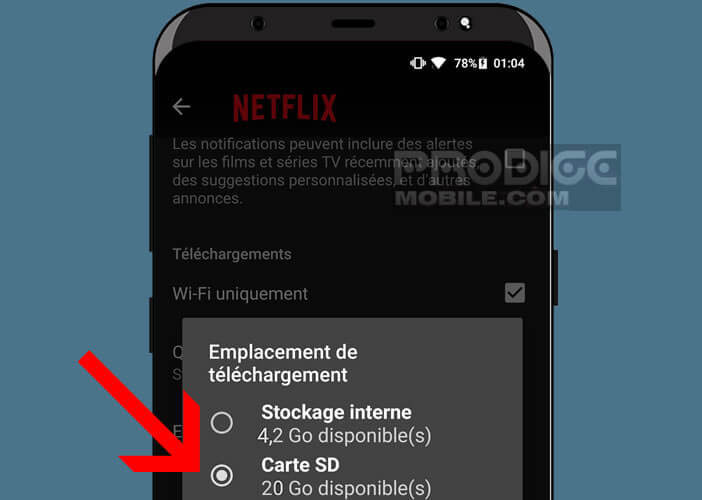 Modifier l’emplacement de stockage pour les téléchargements Netflix