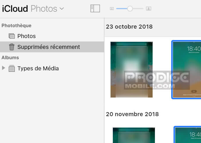 Restaurer des photos supprimées récemment depuis iCloud