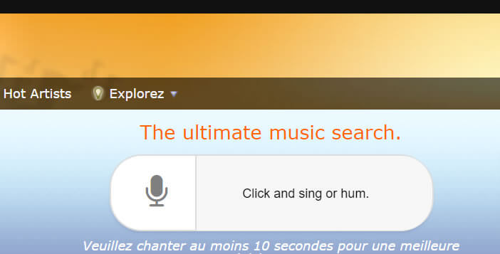 Fredonner une chanson sur le site de Midomi