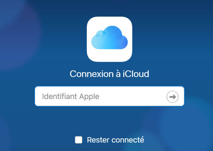 Entrez votre identifiant Apple pour vous connecter à votre compte iCloud