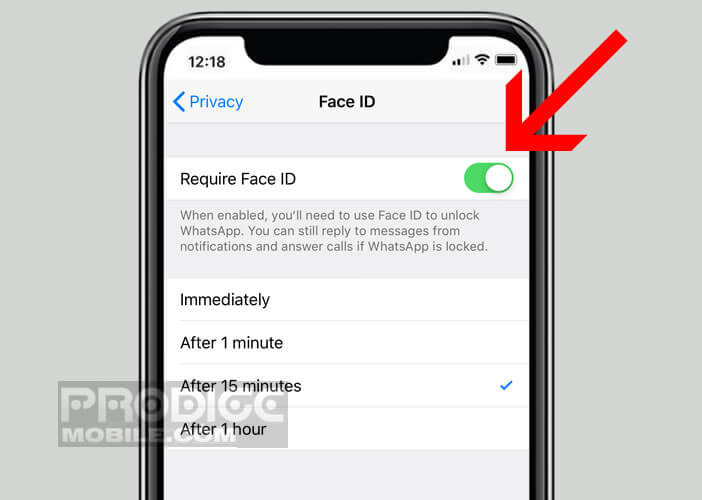 Activer Face ID dans les paramètres de l’application WhatsApp