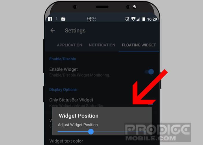 Ajuster la position du compteur de vitesse de connexion sur Android