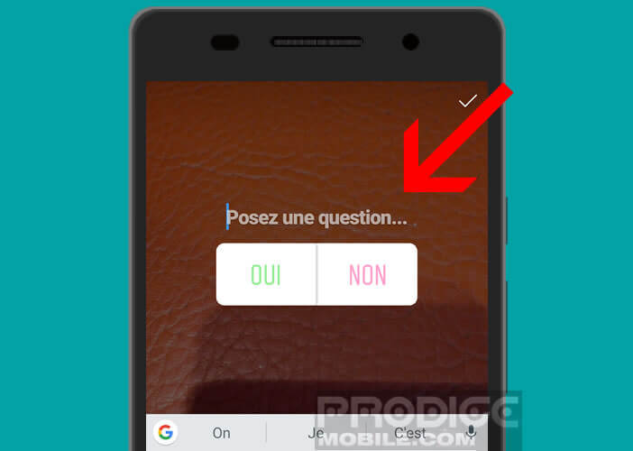 Personnaliser le sujet de la question de votre sondage sur Instagram