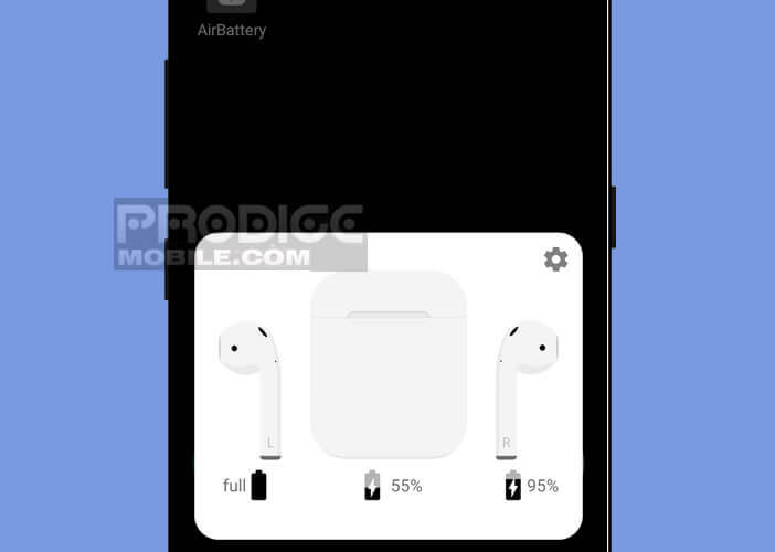 Niveau de charge des batteries des écouteurs AirPods