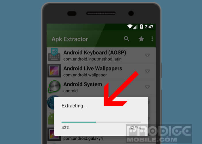 Extraction de l’application installée dans la mémoire interne de votre smartphone