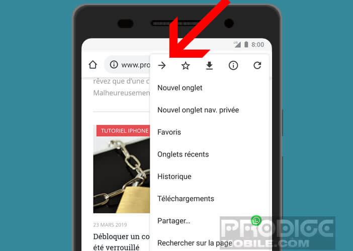 Afficher la page suivante depuis le menu d’Android