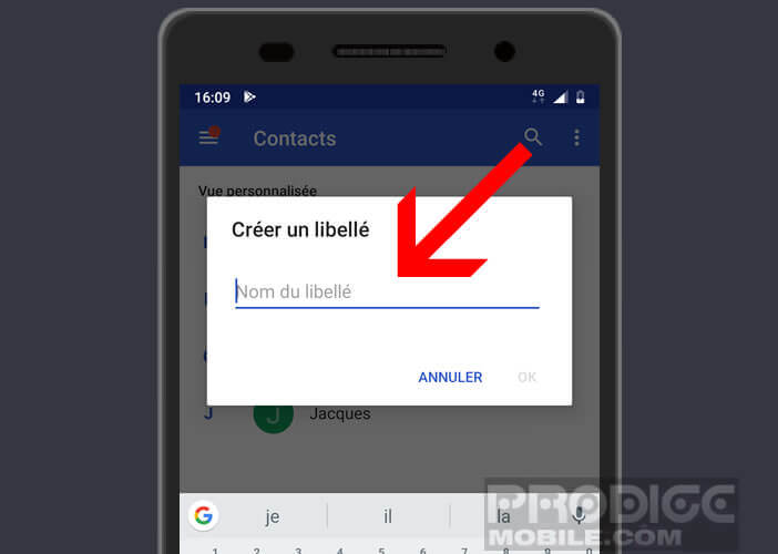 Ajouter un libellé dans l’application Google Contact