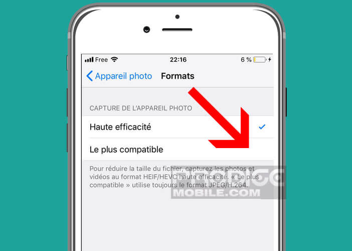 Forcer l’application photo à enregistrer les images au format JPG