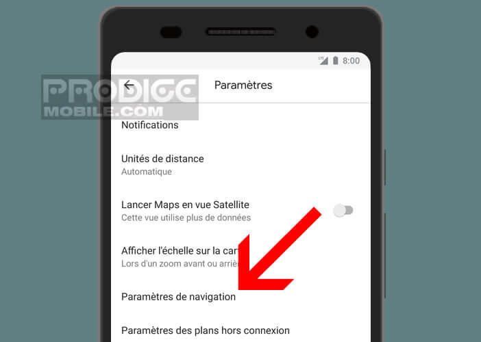 Accéder aux paramètres de navigation de Google Maps