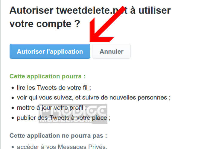 Autoriser le service TweetDelete à accéder vos posts