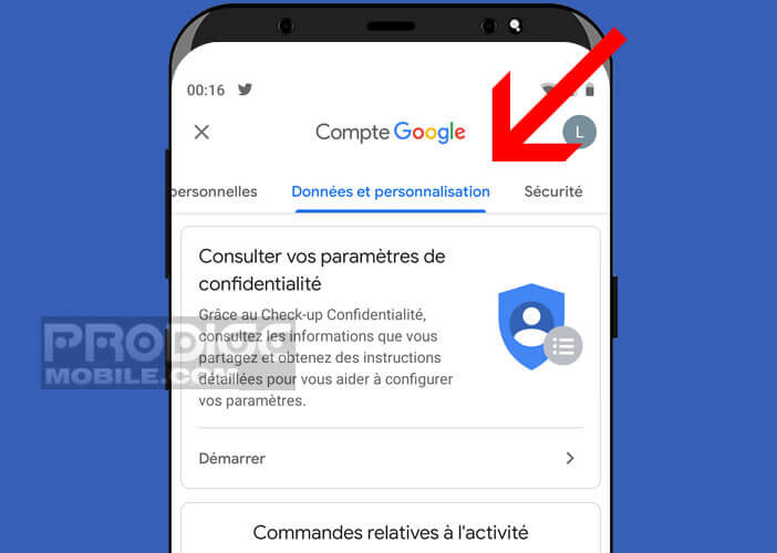 Données et personnalisation du compte Google