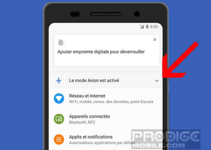 Couper le mode avion depuis les paramètres Android