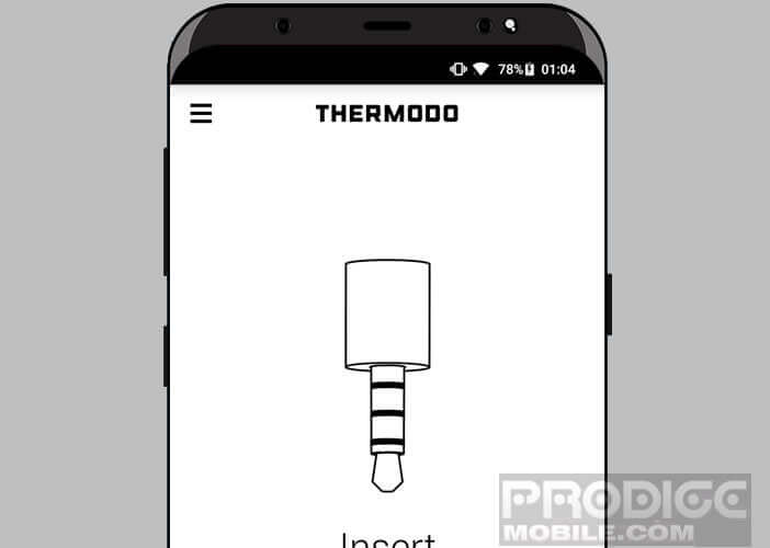 Connecter la sonde thermique au port casque de votre téléphone