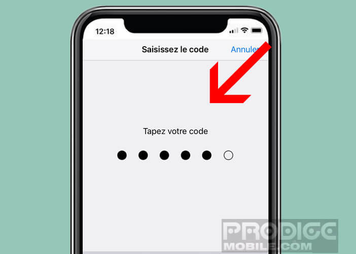 Accéder à la configuration de Touch ID