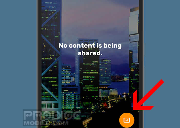 Cliquer sur le bouton pour permettre à vos amis de voir votre écran sur leur téléphone
