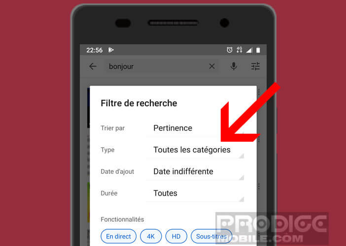 Personnaliser les recherches par type, par date et par durée