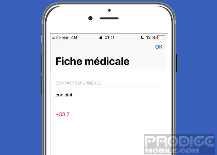 Ajouter un contact d’urgence dans la fiche d’urgence