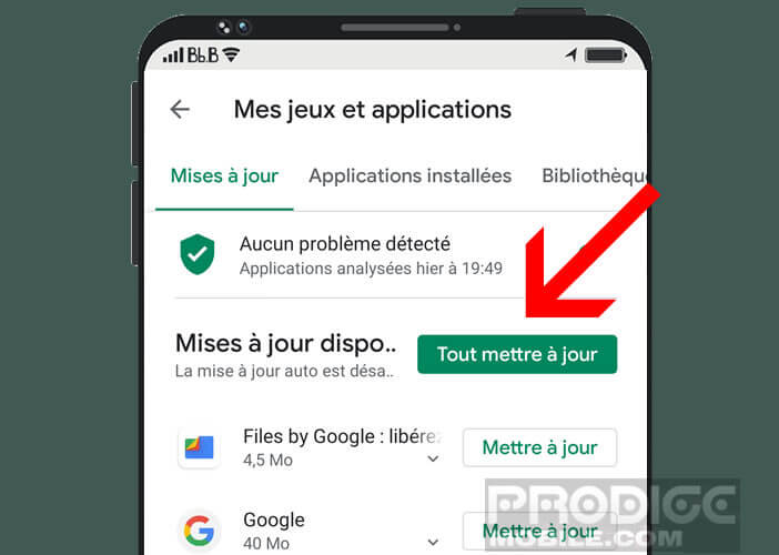 Mettre à jour manuellement tous les applications installées sur Android