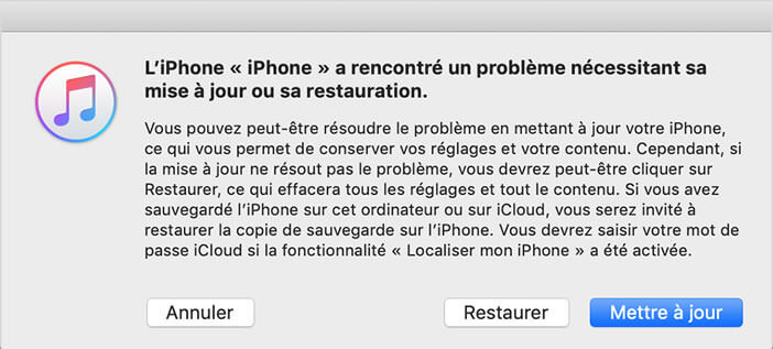 Restaurer un iPhone depuis iTunes pour le débloquer