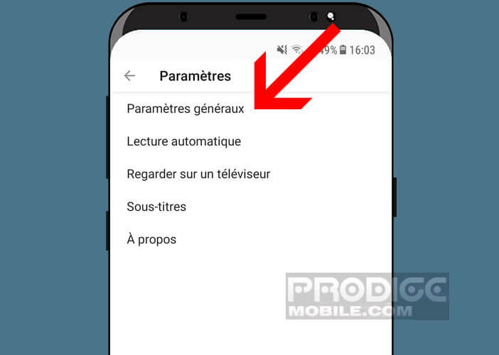 Modifier les paramètres généraux de l’application YouTube