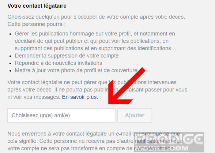 Ajouter un compte légataire sur le réseau social Facebook