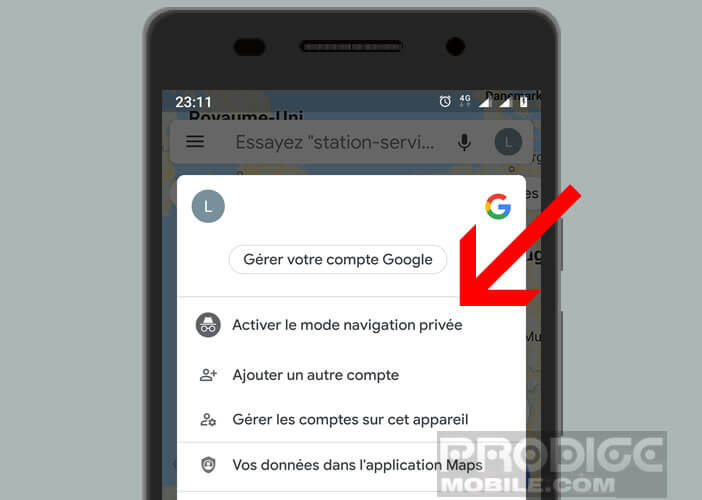 Activer la navigation privée de Google Maps